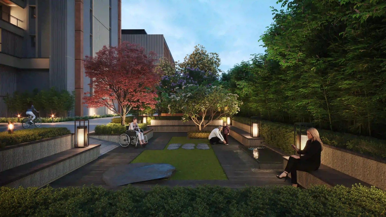 Sunken seating area, Godrej Sora, Sector 53, off Golf Course Road, Gurugram